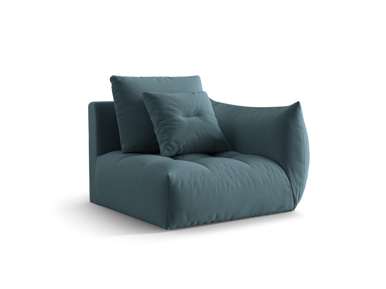 Entdecken Sie den eleganten Bloom Velour Modul 1-Sitzer rechts von Micadoni – ein flexibles Boho-Möbelstück, das in zahlreichen Farben erhältlich ist!