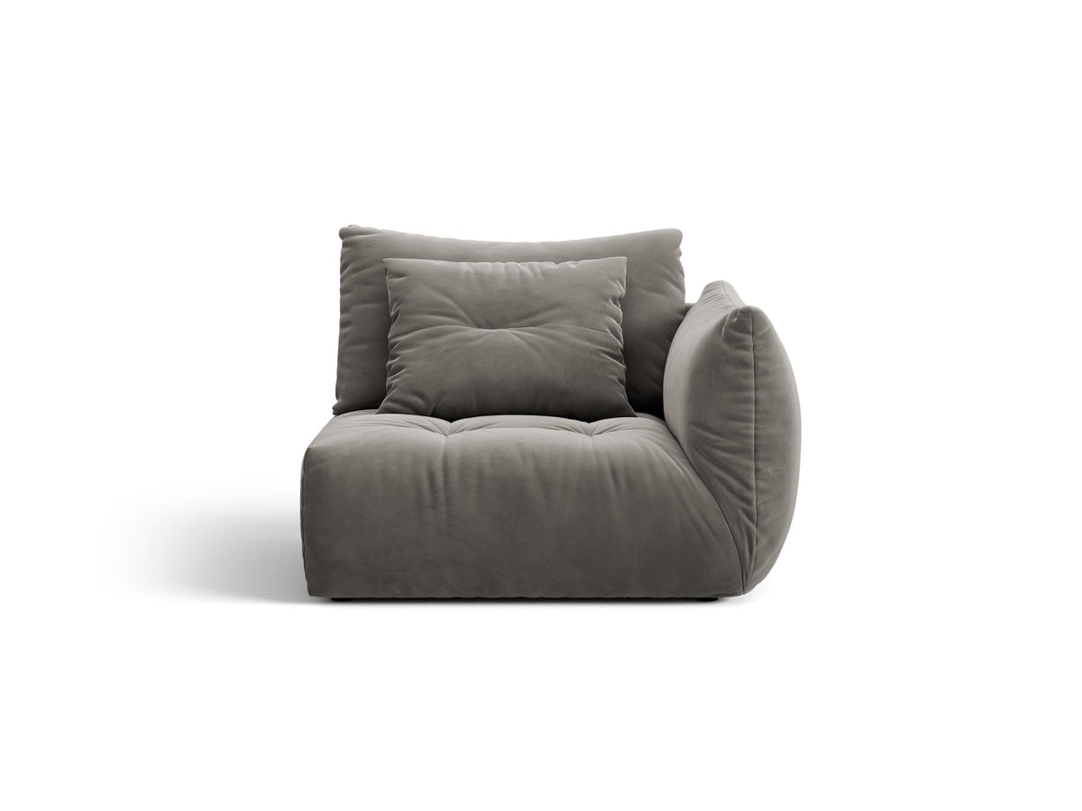 Modulares Sofa Bloom Modul von Micadoni in Leichtes Beige mit Casino-Stoffbezug aus Velours und schwarzen Kunststoffbeinen.
