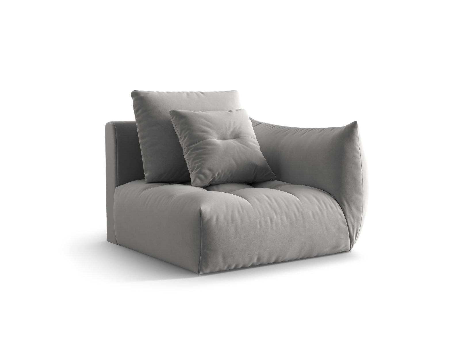 Entdecken Sie den eleganten Bloom Velour Modul 1-Sitzer rechts von Micadoni – ein flexibles Boho-Möbelstück, das in zahlreichen Farben erhältlich ist!