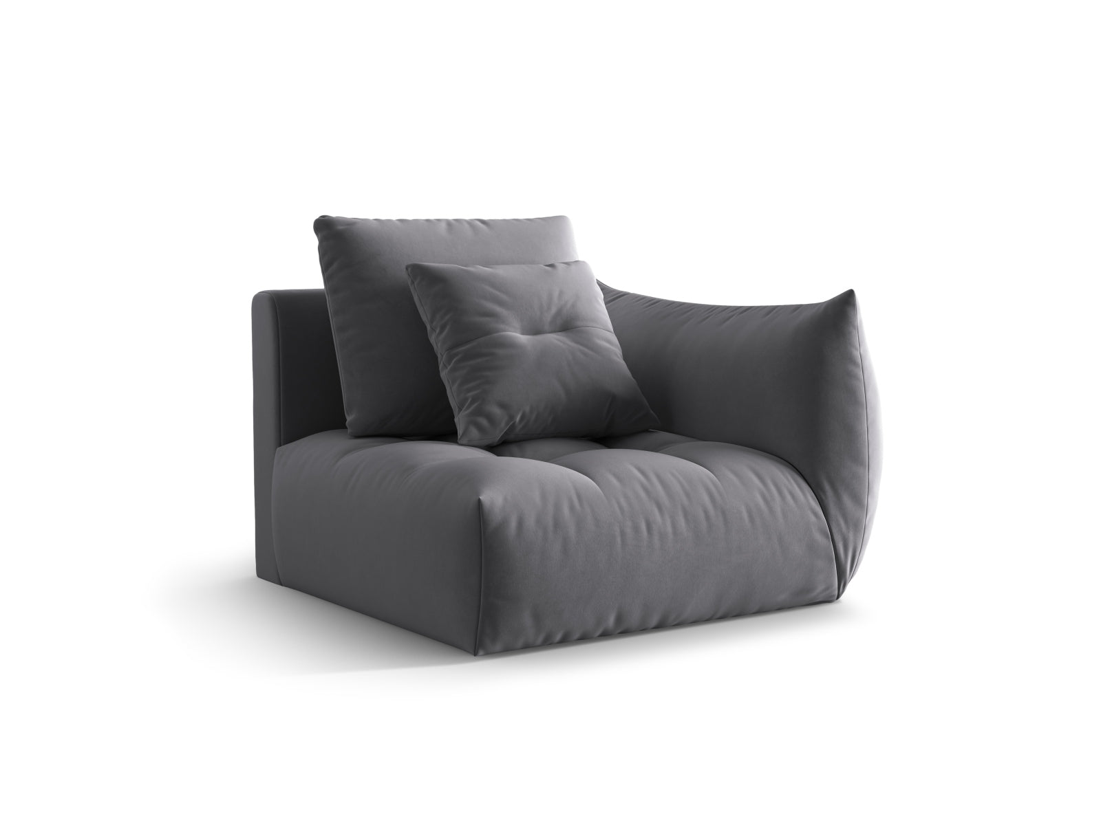 Entdecken Sie den eleganten Bloom Velour Modul 1-Sitzer rechts von Micadoni – ein flexibles Boho-Möbelstück, das in zahlreichen Farben erhältlich ist!