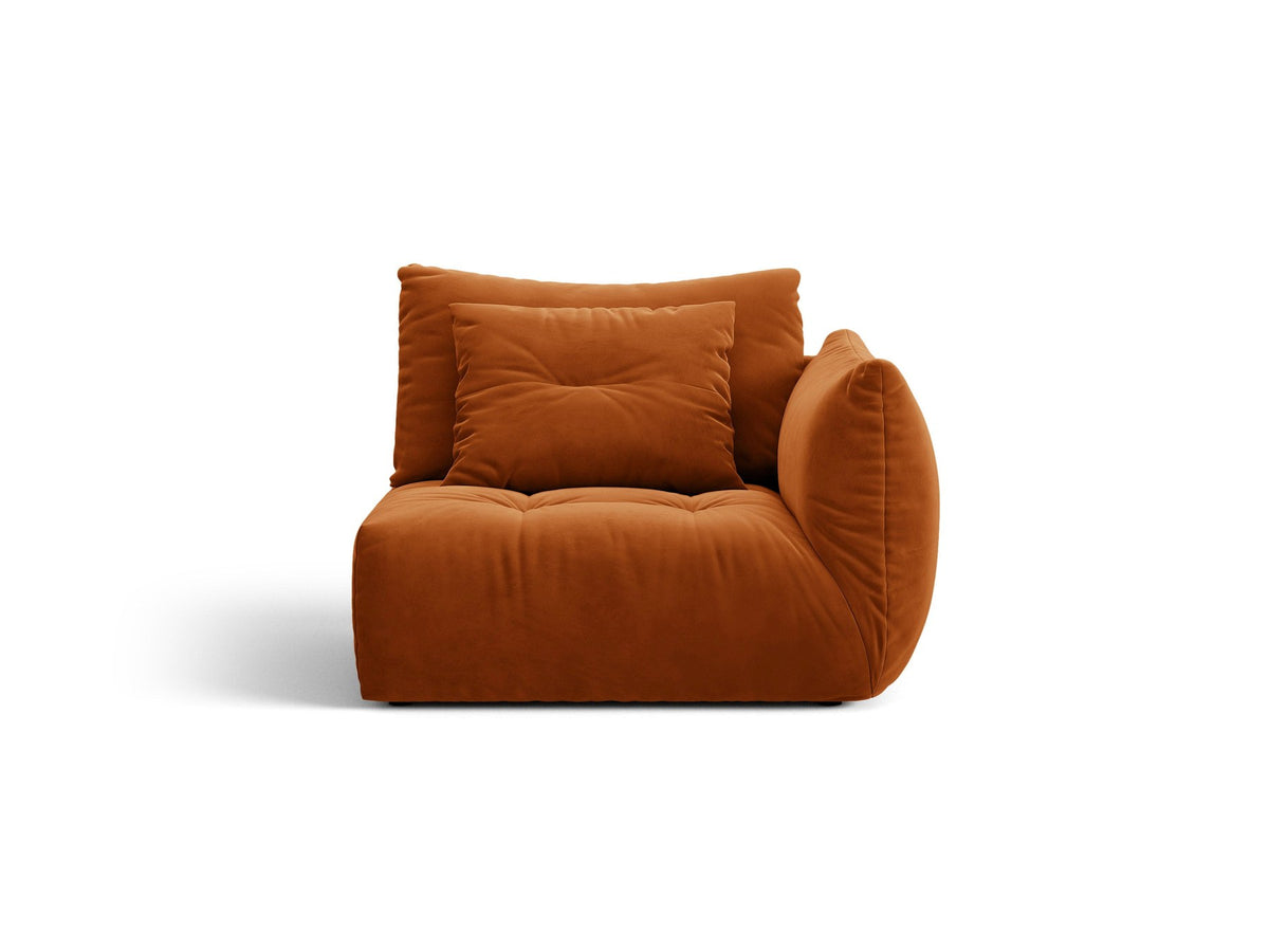 Modulares Sofa Bloom Modul von Micadoni in Leichtes Beige mit Casino-Stoffbezug aus Velours und schwarzen Kunststoffbeinen.