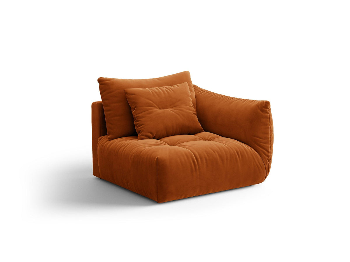 Modulares Sofa Bloom Modul von Micadoni in Leichtes Beige mit Casino-Stoffbezug aus Velours und schwarzen Kunststoffbeinen.