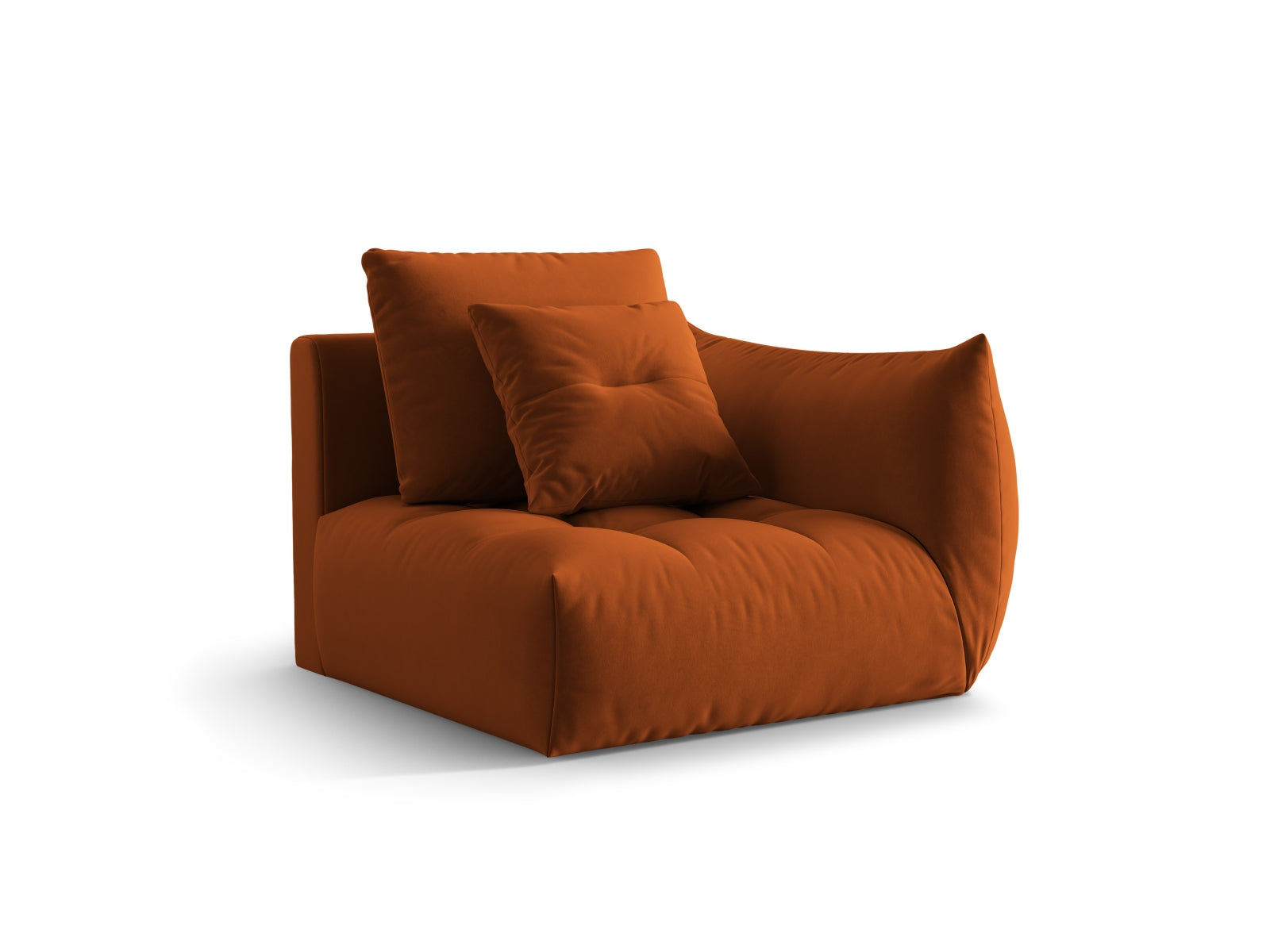 Entdecken Sie den eleganten Bloom Velour Modul 1-Sitzer rechts von Micadoni – ein flexibles Boho-Möbelstück, das in zahlreichen Farben erhältlich ist!