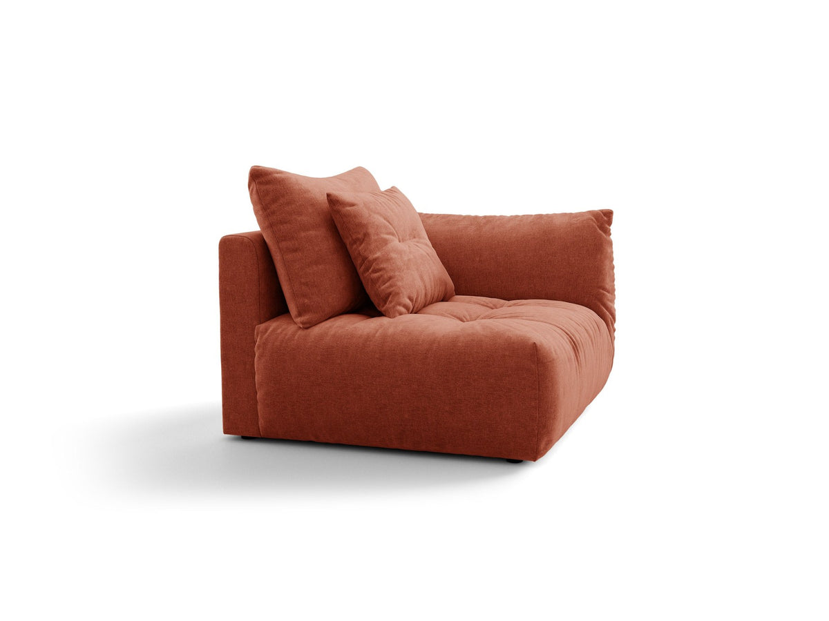 Modulares Sofa Bloom Modul von Micadoni in Leichtes Beige mit Casino-Stoffbezug aus Velours und schwarzen Kunststoffbeinen.
