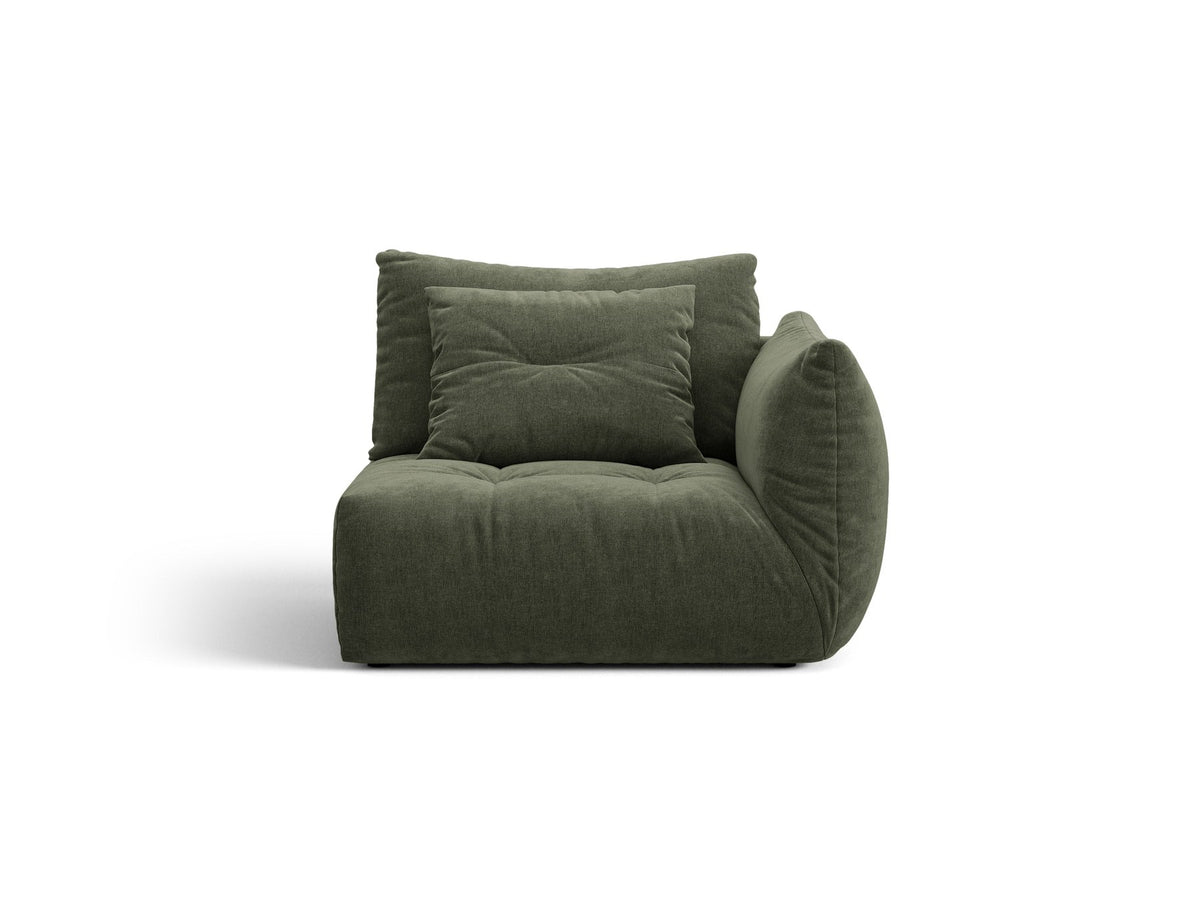 Modulares Sofa Bloom Modul von Micadoni in Leichtes Beige mit Casino-Stoffbezug aus Velours und schwarzen Kunststoffbeinen.