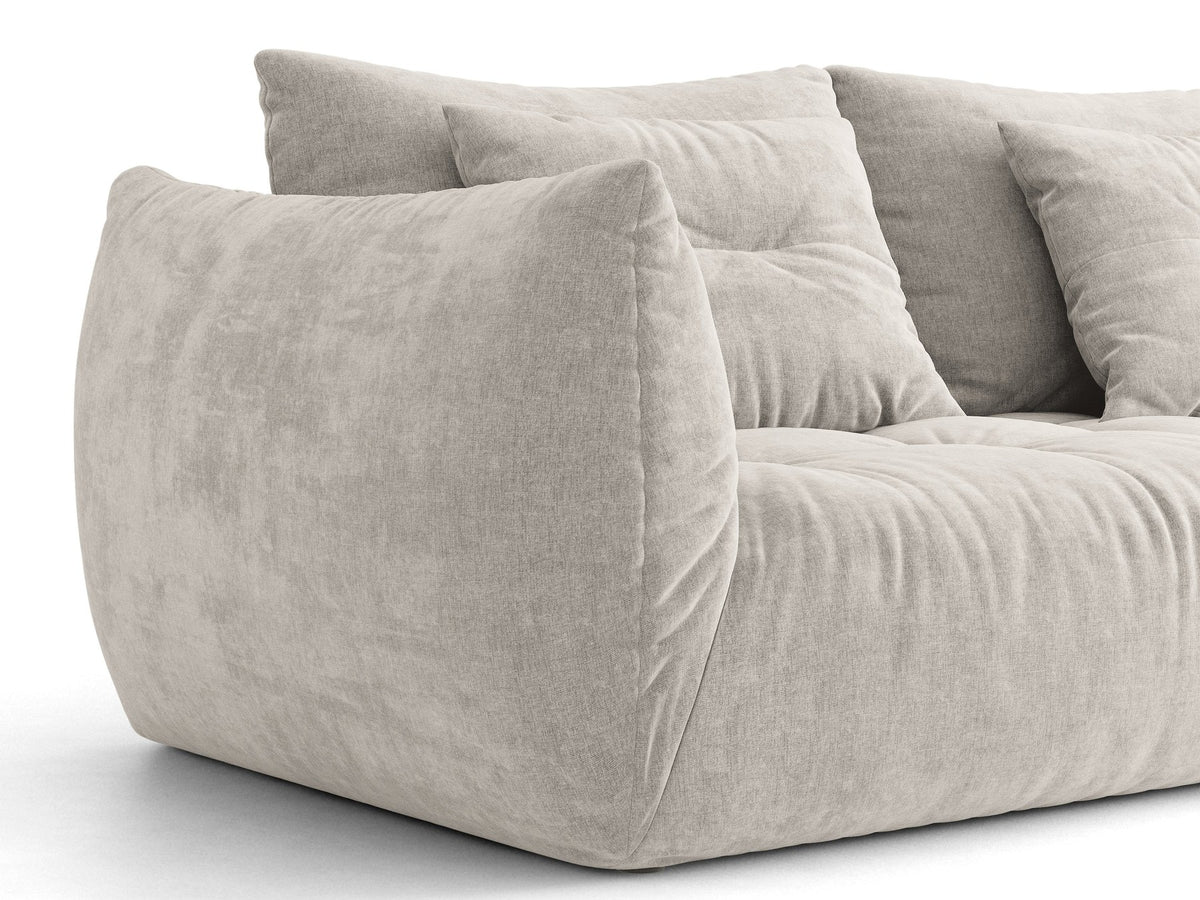 Modulares Sofa Bloom Modul von Micadoni in Leichtes Beige mit Casino-Stoffbezug aus Velours und schwarzen Kunststoffbeinen.