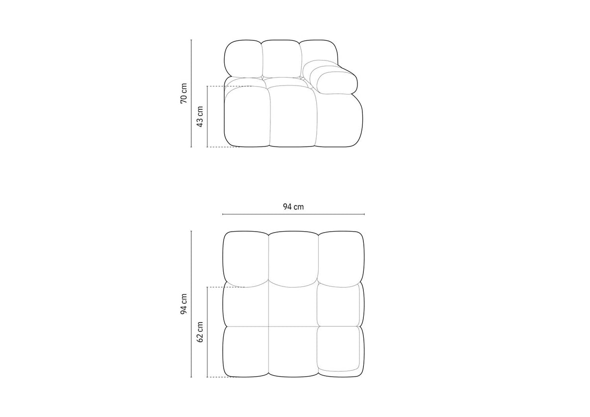 Bellis Boucle Modul rechts 1 Sitzer in Graphite-Rolf präsentiert im Onlineshop von KAQTU Design AG. Modulares Sofa ist von Micadoni