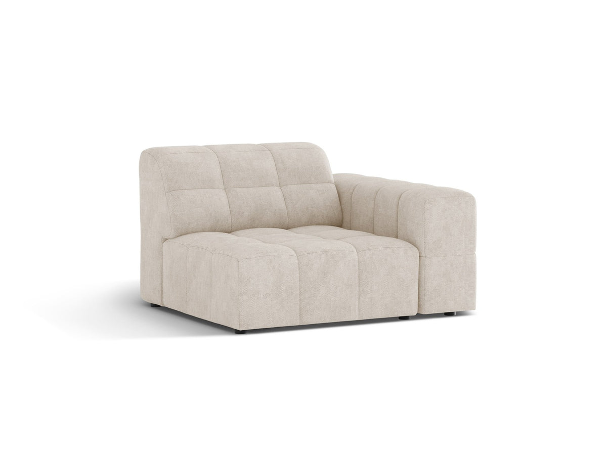 Modulares Sofa Jennifer von Micadoni in leichtem Beige mit Eden-Stoff, schwarzen Kunststoffbeinen und rechter Ausrichtung.