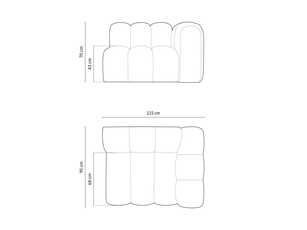 Lupine Modul rechts 1 Sitzer in Navy Blue-Eden präsentiert im Onlineshop von KAQTU Design AG. Modulares Sofa ist von Micadoni