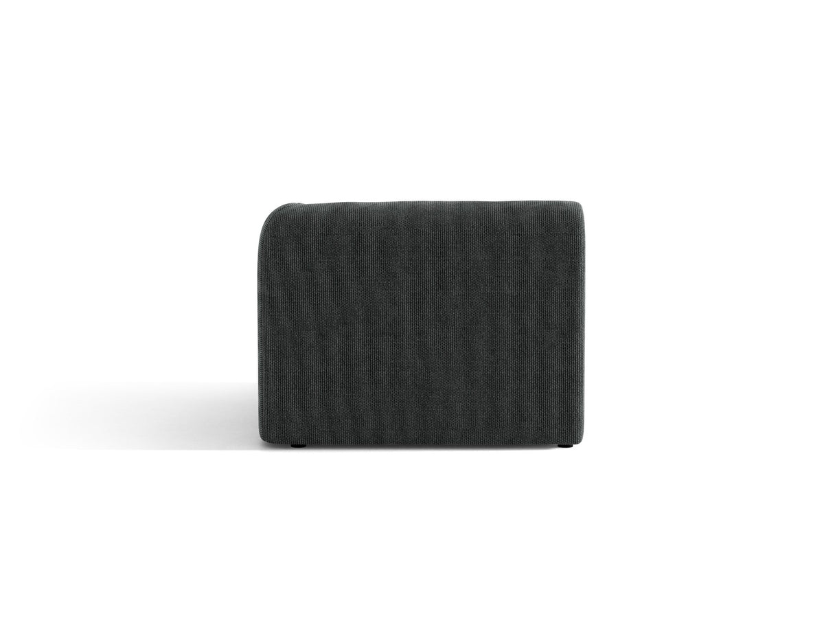 Miley Einsitzer von Micadoni: modulares Sofa-Modul in Dunkelbeige mit Stoffbezug Bluvel 30, schwarzen Kunststoffbeinen und gepolsterter Rückenlehne.