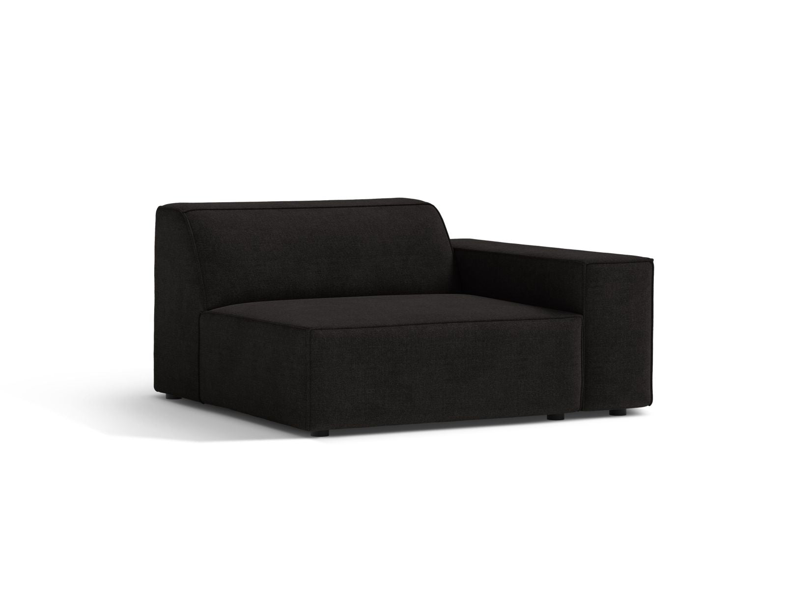 Elegantes 1-Sitzer Modul Rechts Jodie in klassischem Schwarz, ideal für individuelle Sofa-Arrangements und moderne Wohnstile.