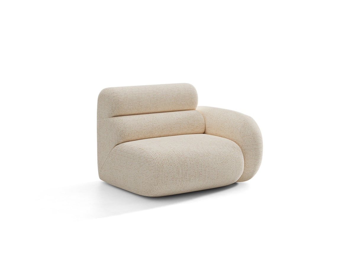 Modulares Sofa Neo von Micadoni in dunklem Olivgrün mit Baloo-Stoffbezug, hoher Rückenlehne und schwarzen Kunststoffbeinen.
