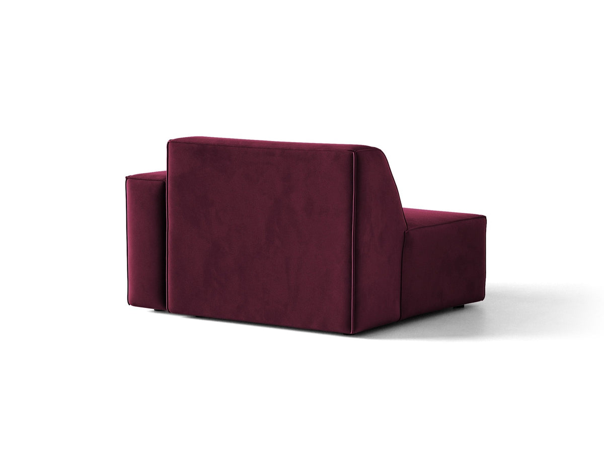 Modulares Sofa Jodie von Micadoni in leichtem Beige mit Venus-Samtstoff, schwarzen Kunststoffbeinen und rechtsseitiger Ausrichtung.