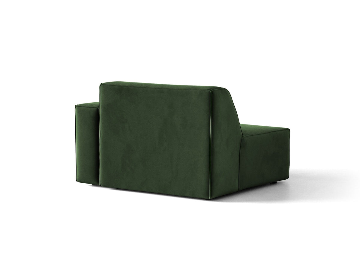 Modulares Sofa Jodie von Micadoni in leichtem Beige mit Venus-Samtstoff, schwarzen Kunststoffbeinen und rechtsseitiger Ausrichtung.
