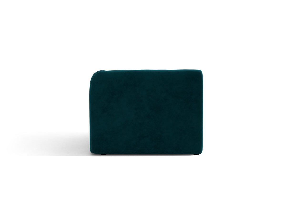 Miley Einsitzer von Micadoni: modulares Sofa-Modul in Dunkelbeige mit Stoffbezug Bluvel 30, schwarzen Kunststoffbeinen und gepolsterter Rückenlehne.