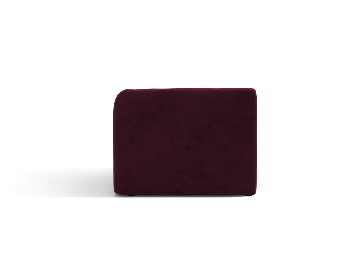Miley Einsitzer von Micadoni: modulares Sofa-Modul in Dunkelbeige mit Stoffbezug Bluvel 30, schwarzen Kunststoffbeinen und gepolsterter Rückenlehne.