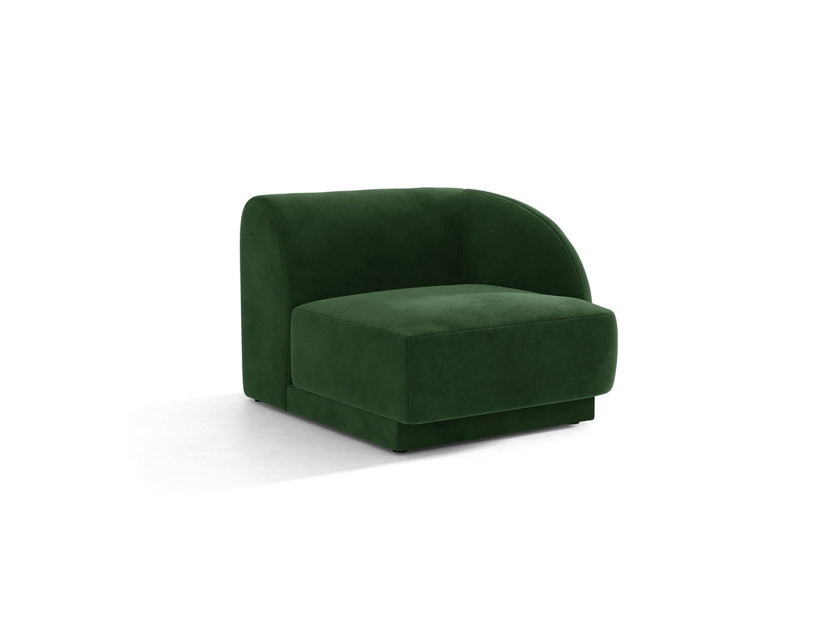 Miley Einsitzer von Micadoni: modulares Sofa-Modul in Dunkelbeige mit Stoffbezug Bluvel 30, schwarzen Kunststoffbeinen und gepolsterter Rückenlehne.