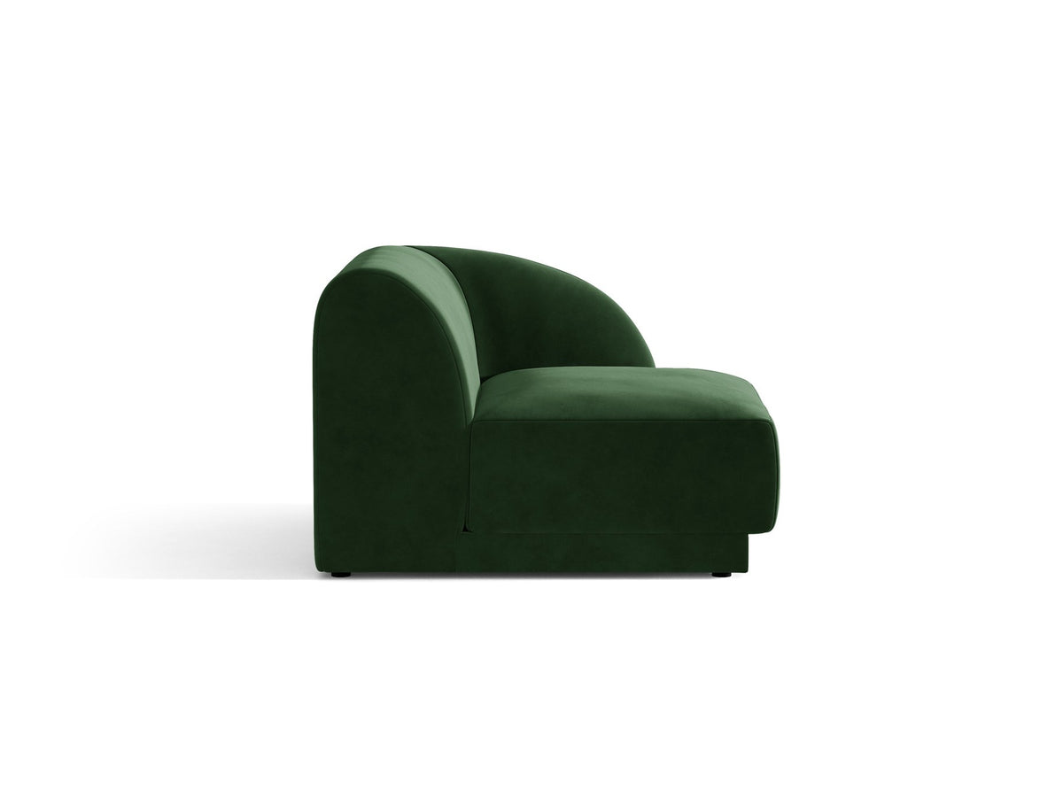 Miley Einsitzer von Micadoni: modulares Sofa-Modul in Dunkelbeige mit Stoffbezug Bluvel 30, schwarzen Kunststoffbeinen und gepolsterter Rückenlehne.