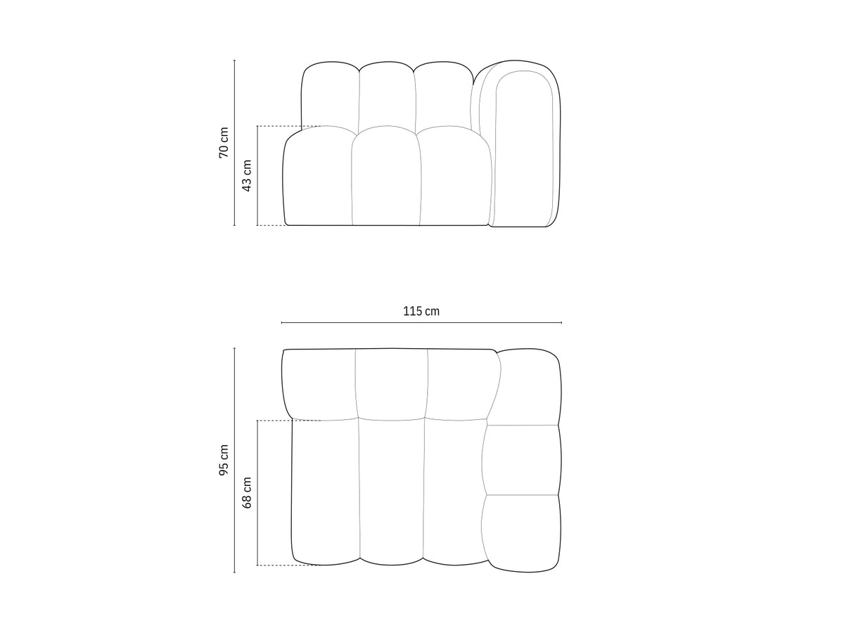 Lupine Velour Modul rechts 1 Sitzer in Beige-Salvador präsentiert im Onlineshop von KAQTU Design AG. Modulares Sofa ist von Micadoni