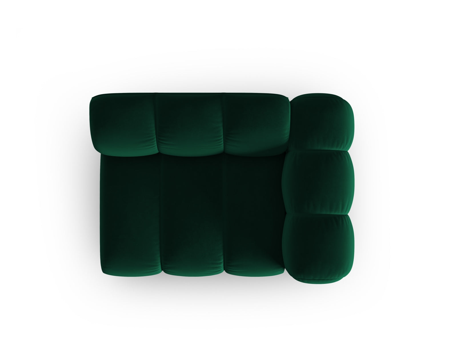 Elegantes, rechtsseitiges Velour Modul in Bottle Green für das Micadoni Sofa, ideal für kreative und anpassbare Wohnlösungen.