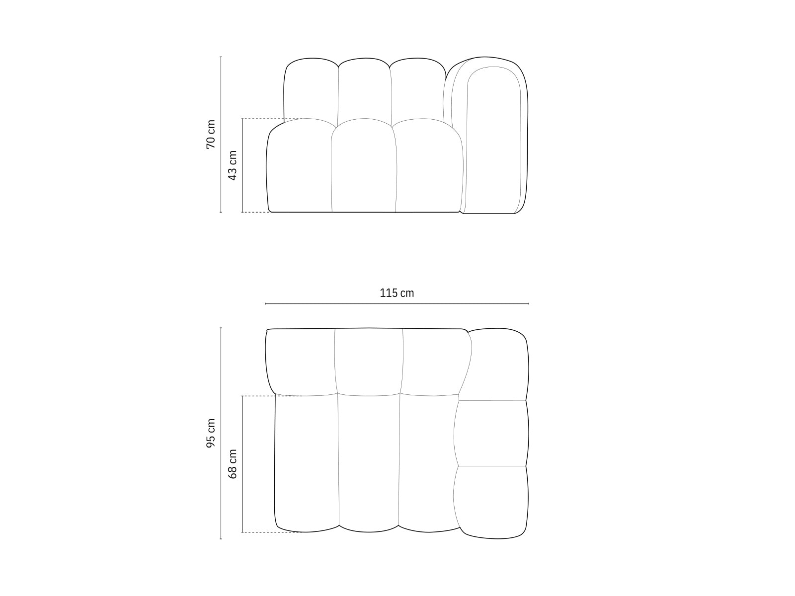 Lupine Velour Modul rechts 1 Sitzer in Black präsentiert im Onlineshop von KAQTU Design AG. Modulares Sofa ist von Micadoni