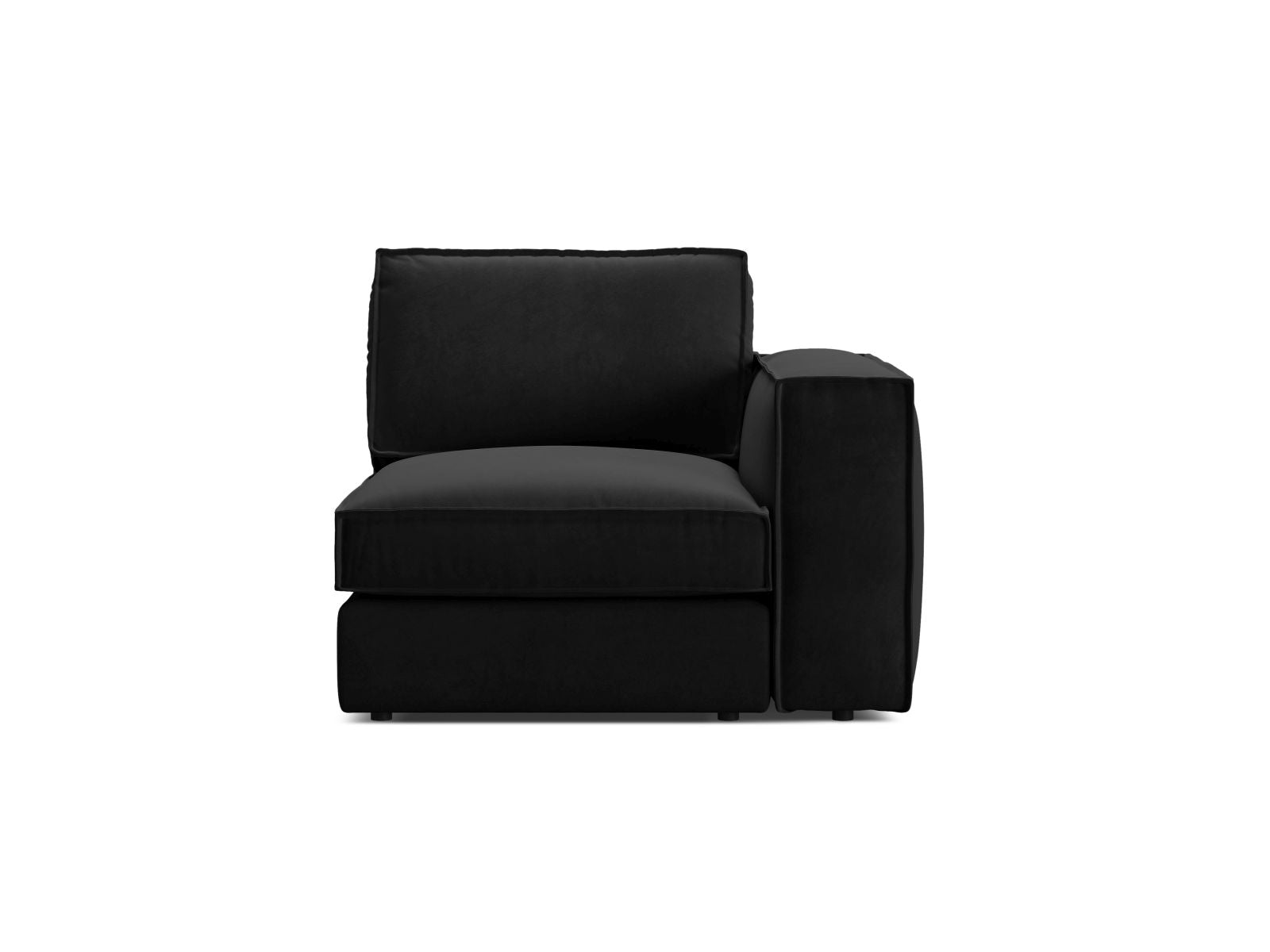 Elegantes 1-Sitzer Modul rechts Pola in edlem Schwarz, ideal für individuelle Sofa-Arrangements und moderne Inneneinrichtungen.