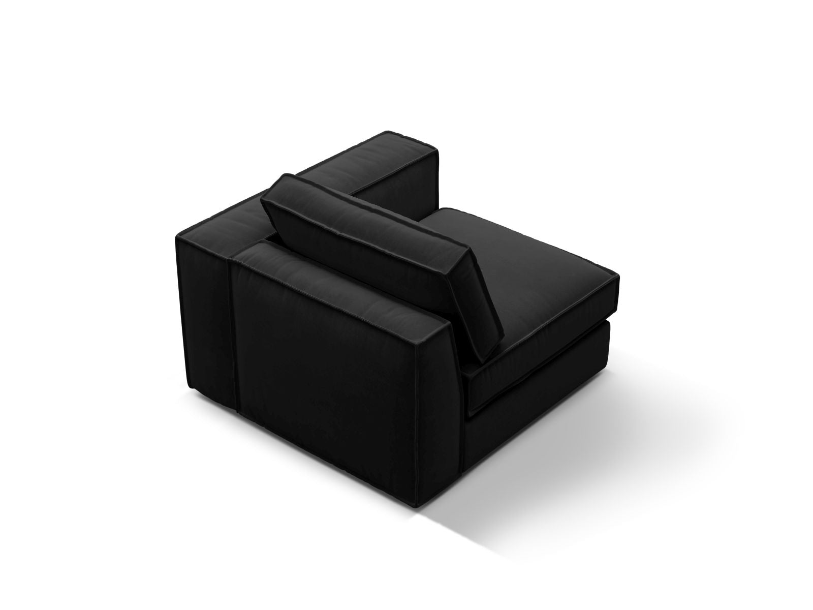 Stylisches 1-Sitzer Modul rechts Pola in zeitlosem Schwarz, perfekt für kreative Sofa-Kombinationen und zeitgemäße Wohnkonzepte.