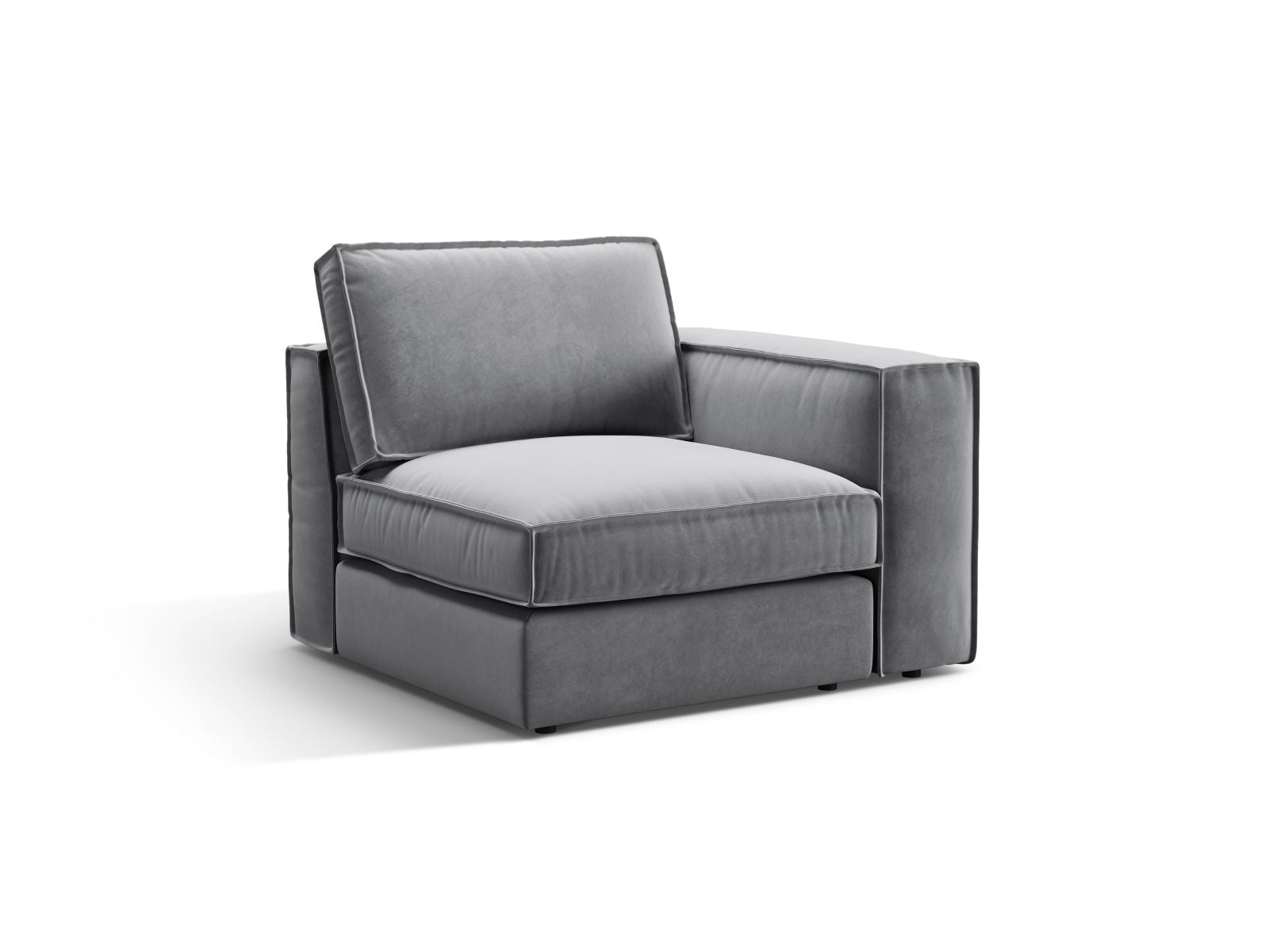 Stylisches 1-Sitzer Modul Pola in edlem Grau, perfekt für kreative Sofa-Arrangements und zeitgemäße Einrichtungsideen.
