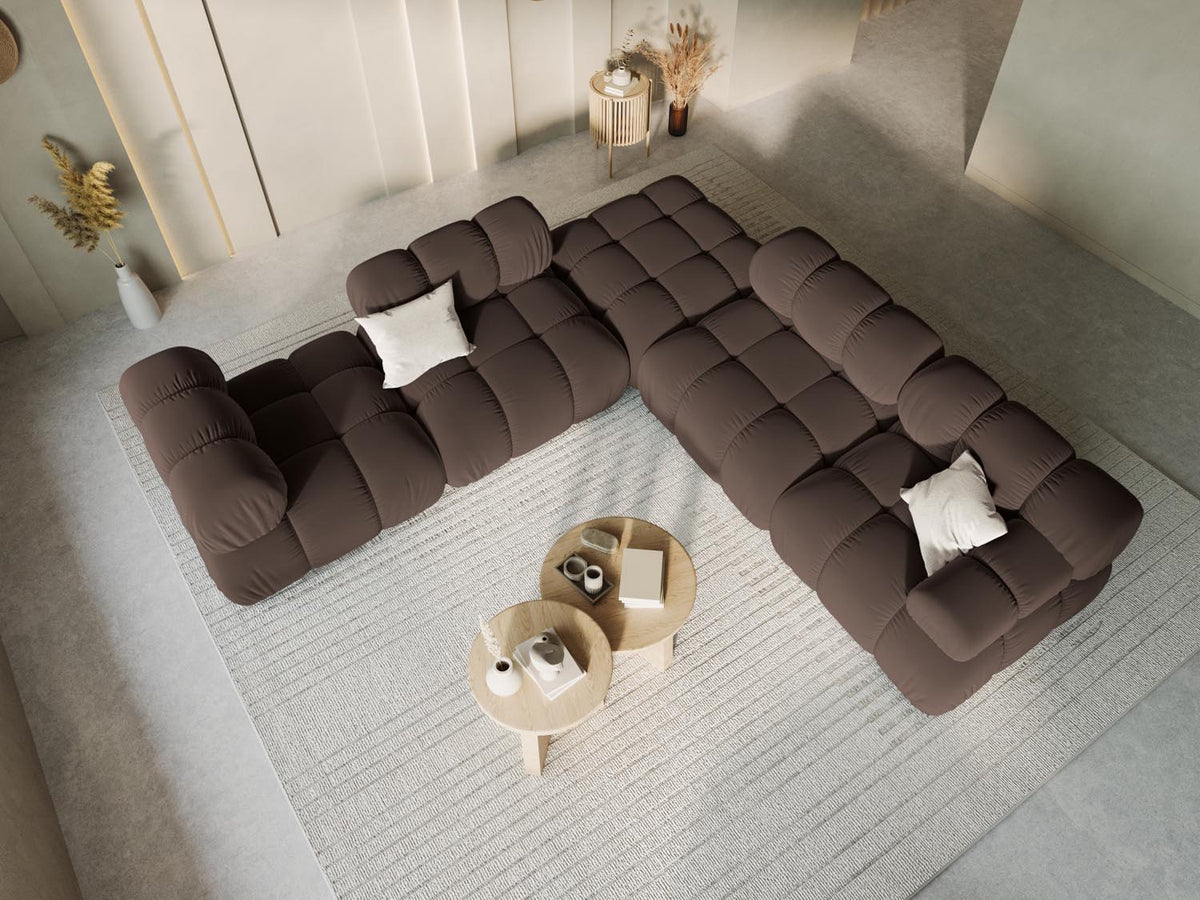 Bellis Velour Modul rechts 1 Sitzer in Dark Brown-Bluvel präsentiert im Onlineshop von KAQTU Design AG. Modulares Sofa ist von Micadoni