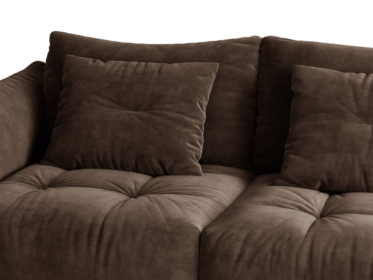 Modulares Sofa Bloom Modul von Micadoni in Leichtes Beige mit Casino-Stoffbezug aus Velours und schwarzen Kunststoffbeinen.