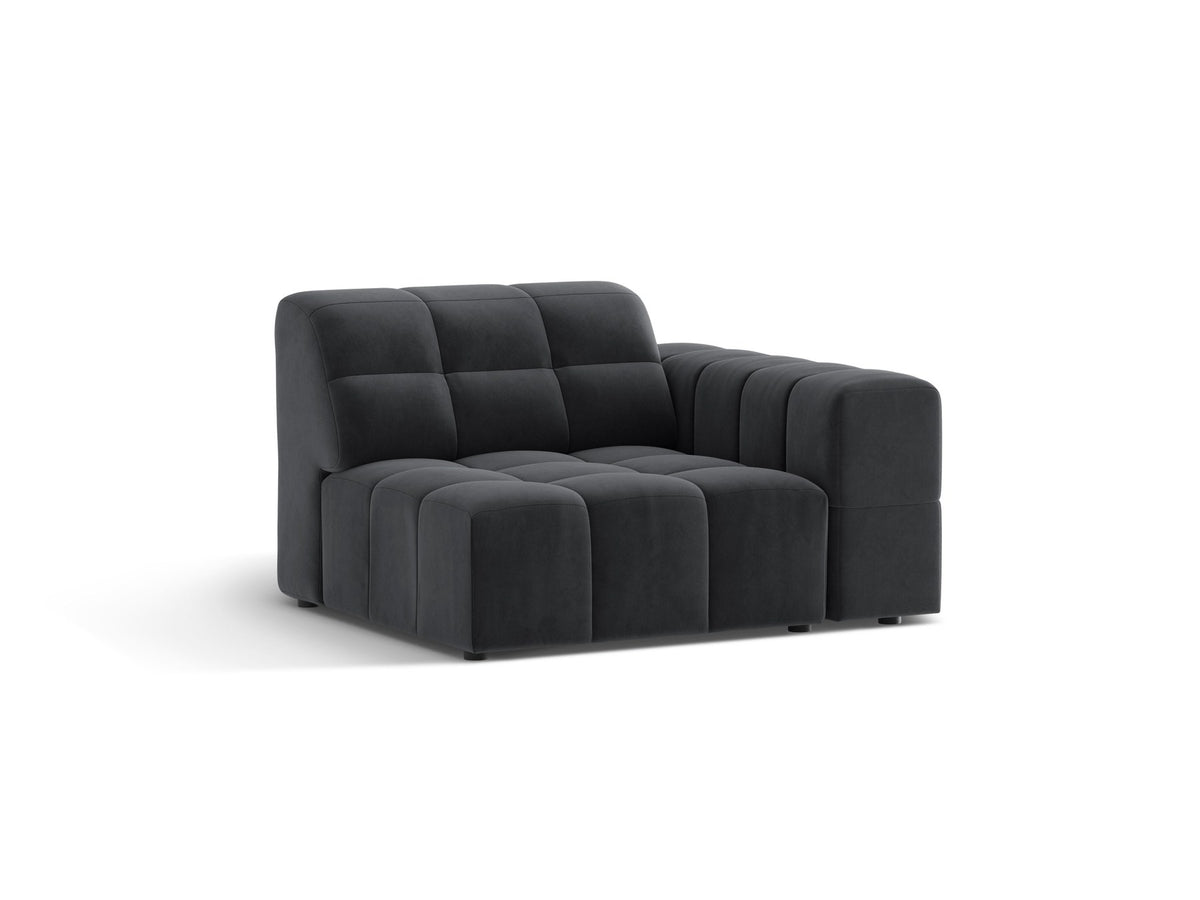 Modulares Sofa Jennifer von Micadoni in leichtem Beige mit Eden-Stoff, schwarzen Kunststoffbeinen und rechter Ausrichtung.