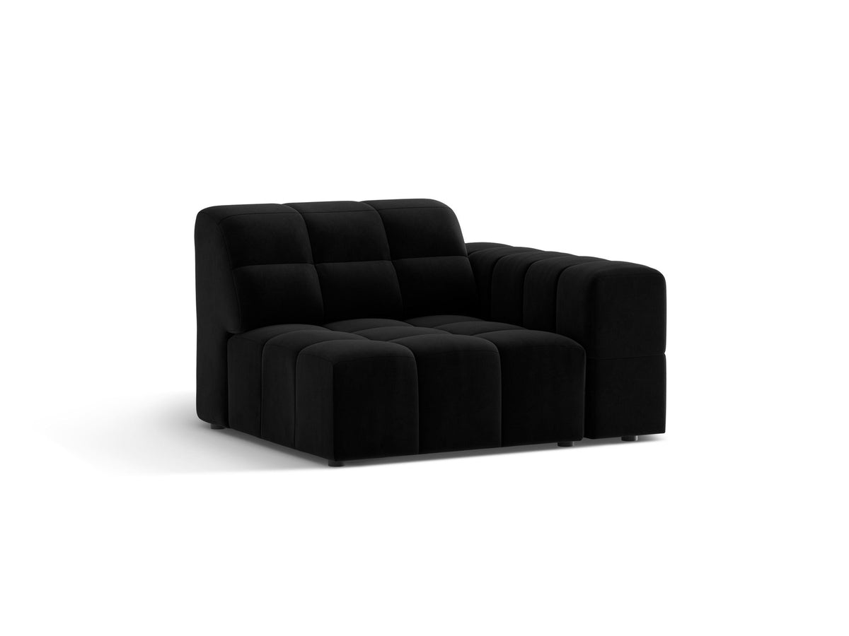 Modulares Sofa Jennifer von Micadoni in leichtem Beige mit Eden-Stoff, schwarzen Kunststoffbeinen und rechter Ausrichtung.