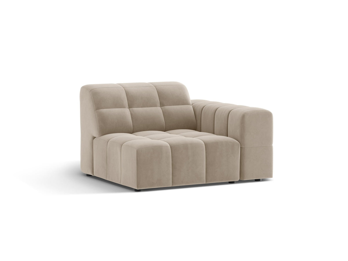 Modulares Sofa Jennifer von Micadoni in leichtem Beige mit Eden-Stoff, schwarzen Kunststoffbeinen und rechter Ausrichtung.