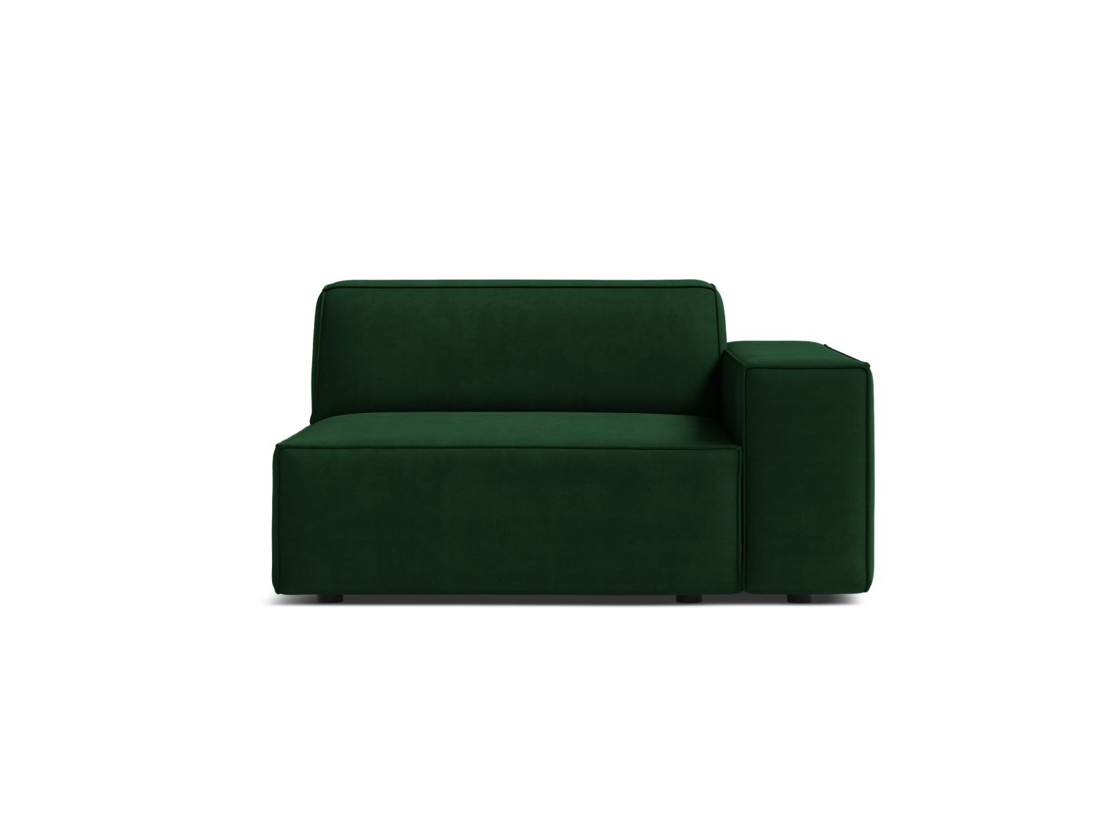 Stilvolles 1-Sitzer Modul Rechts Jodie in edlem Bottle Green-Bluvel, perfekt für moderne Wohnkonzepte und gemütliche Sitzgelegenheiten.
