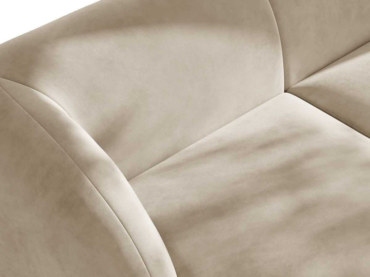 Miley Einsitzer von Micadoni: modulares Sofa-Modul in Dunkelbeige mit Stoffbezug Bluvel 30, schwarzen Kunststoffbeinen und gepolsterter Rückenlehne.