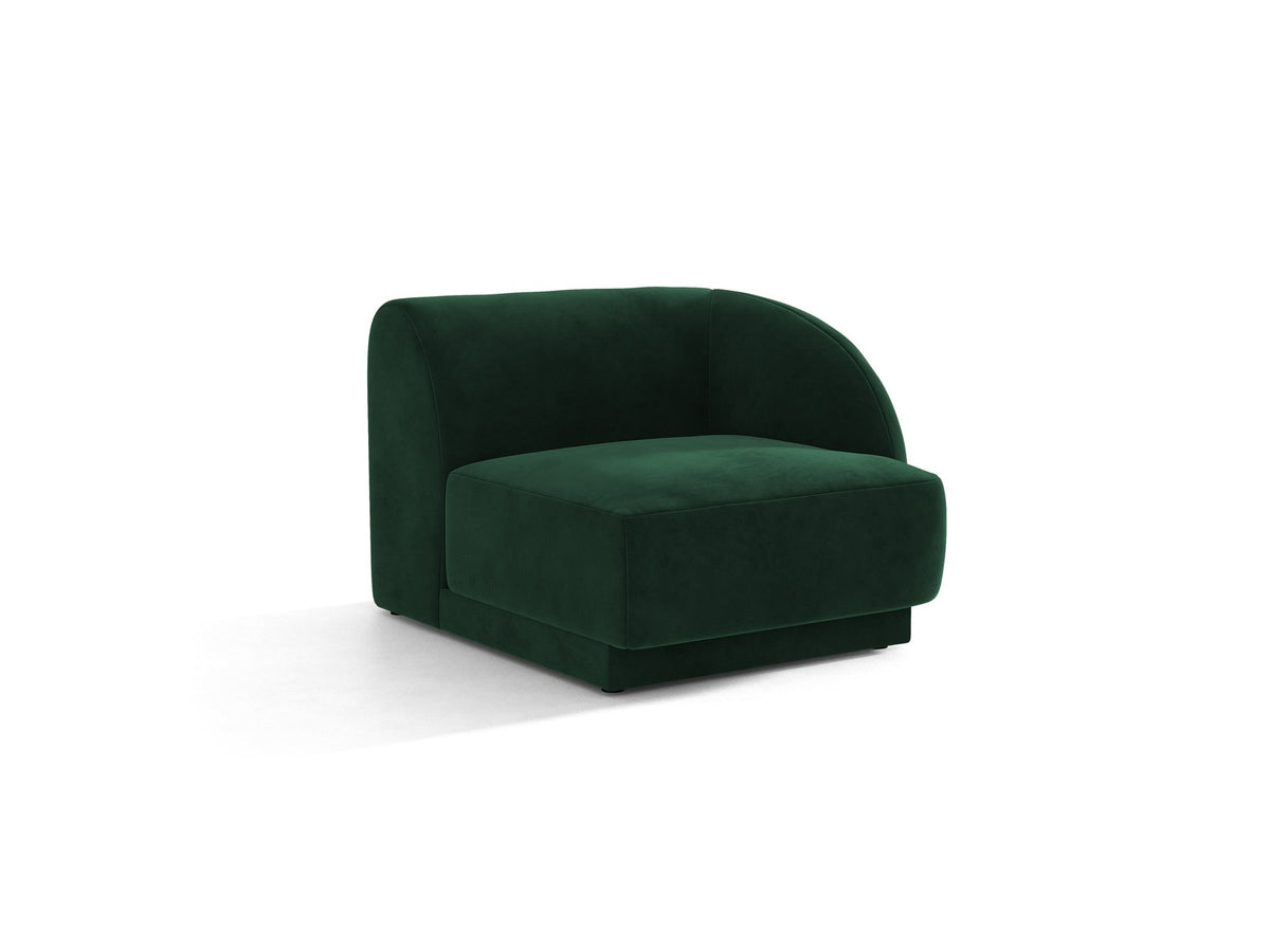Miley Einsitzer von Micadoni: modulares Sofa-Modul in Dunkelbeige mit Stoffbezug Bluvel 30, schwarzen Kunststoffbeinen und gepolsterter Rückenlehne.