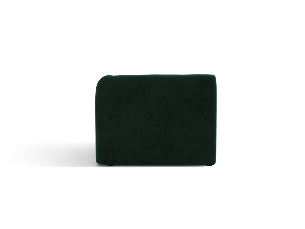 Miley Einsitzer von Micadoni: modulares Sofa-Modul in Dunkelbeige mit Stoffbezug Bluvel 30, schwarzen Kunststoffbeinen und gepolsterter Rückenlehne.