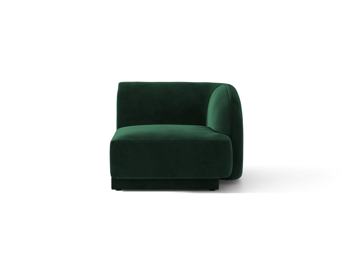 Miley Einsitzer von Micadoni: modulares Sofa-Modul in Dunkelbeige mit Stoffbezug Bluvel 30, schwarzen Kunststoffbeinen und gepolsterter Rückenlehne.