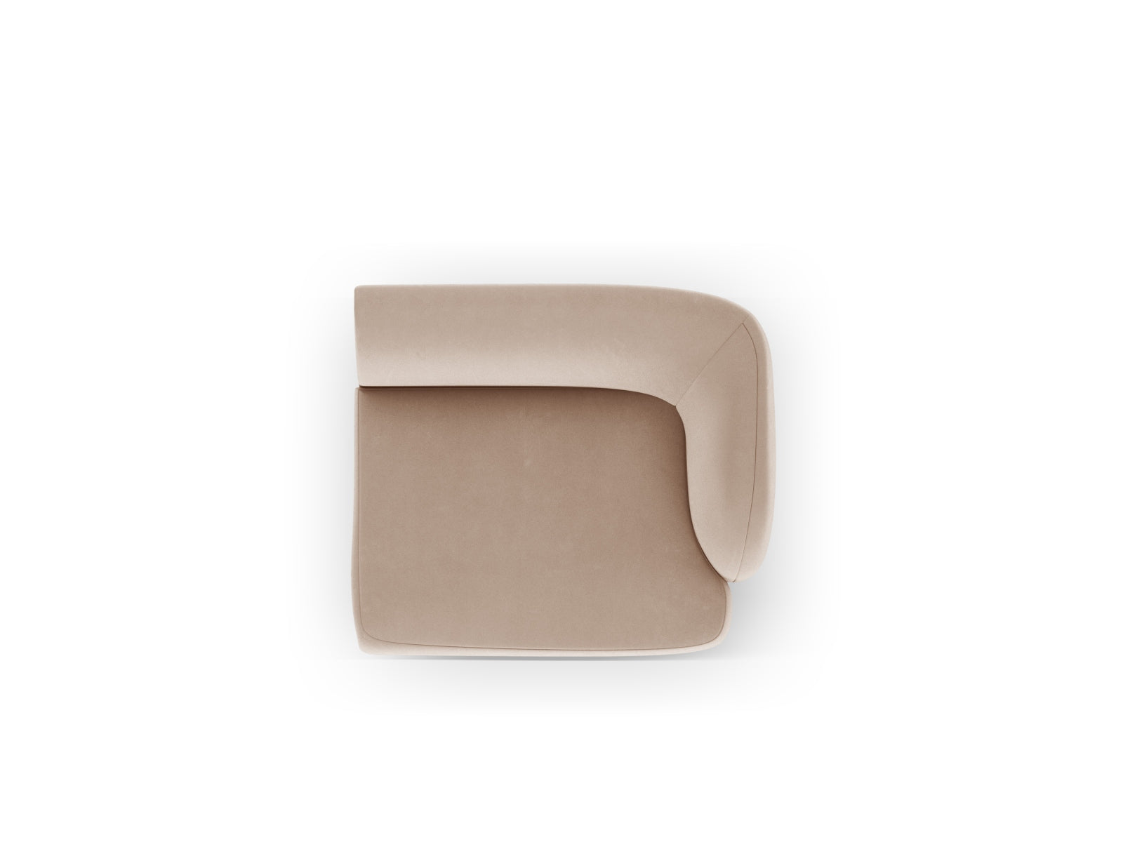 Eleganter 1-Sitzer Miley Velour Modul rechts in hochwertigem Cappuccino-Bluvel, ideal für kreative Sofa-Arrangements und zeitgemäße Einrichtung.