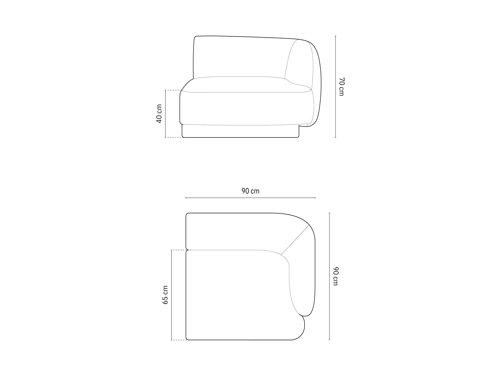 Miley Velour Modul rechts 1 Sitzer in Yellow präsentiert im Onlineshop von KAQTU Design AG. Modulares Sofa ist von Micadoni