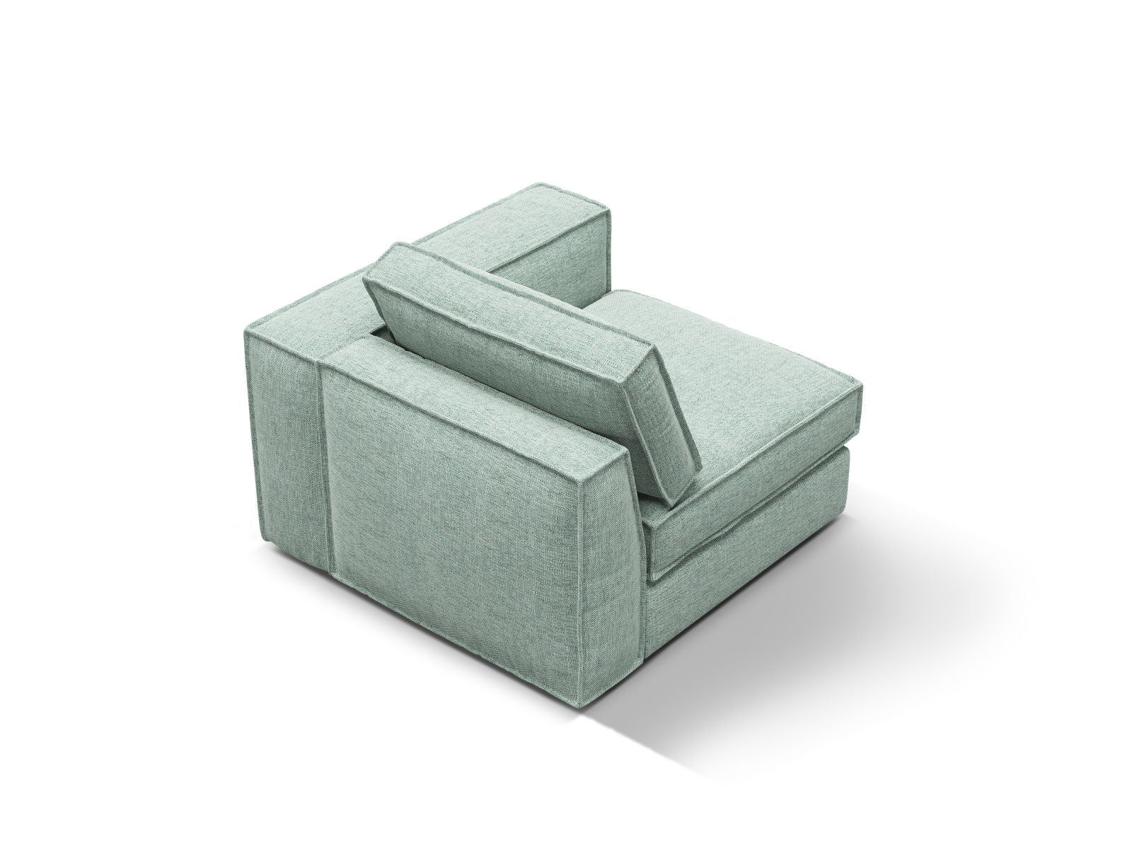 Stylisches 1-Sitzer Modul rechts in sanftem Mint, perfekt für kreative Sofa-Kombinationen und moderne Wohnkonzepte von Micadoni.