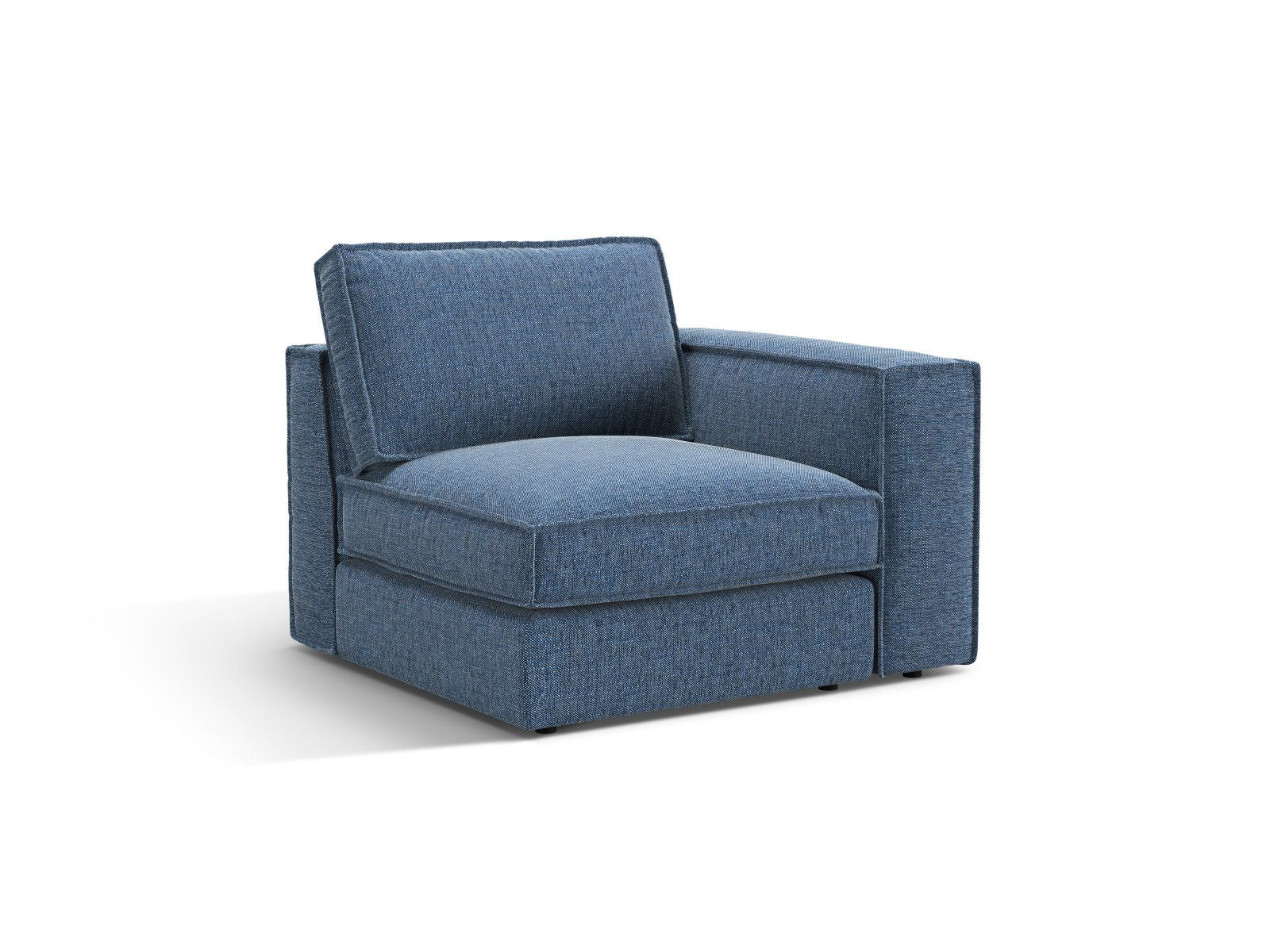 Stylisches 1-Sitzer Modul rechts in tiefem Blau, perfekt für individuelle Sofa-Arrangements und moderne Wohnkonzepte der Pola-Kollektion von Micadoni.