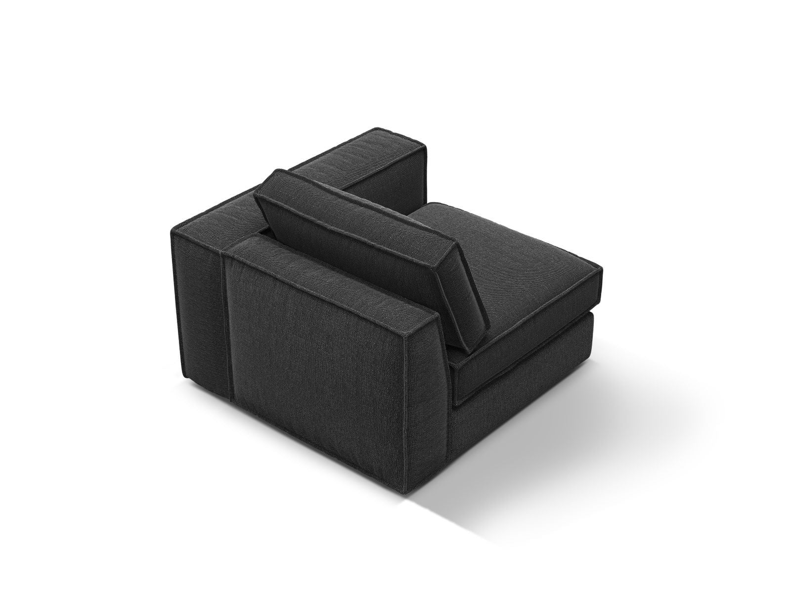 Stylisches 1-Sitzer Modul rechts Pola in klassischem Schwarz, perfekt für kreative Sofa-Kombinationen und zeitgemäße Wohnräume.