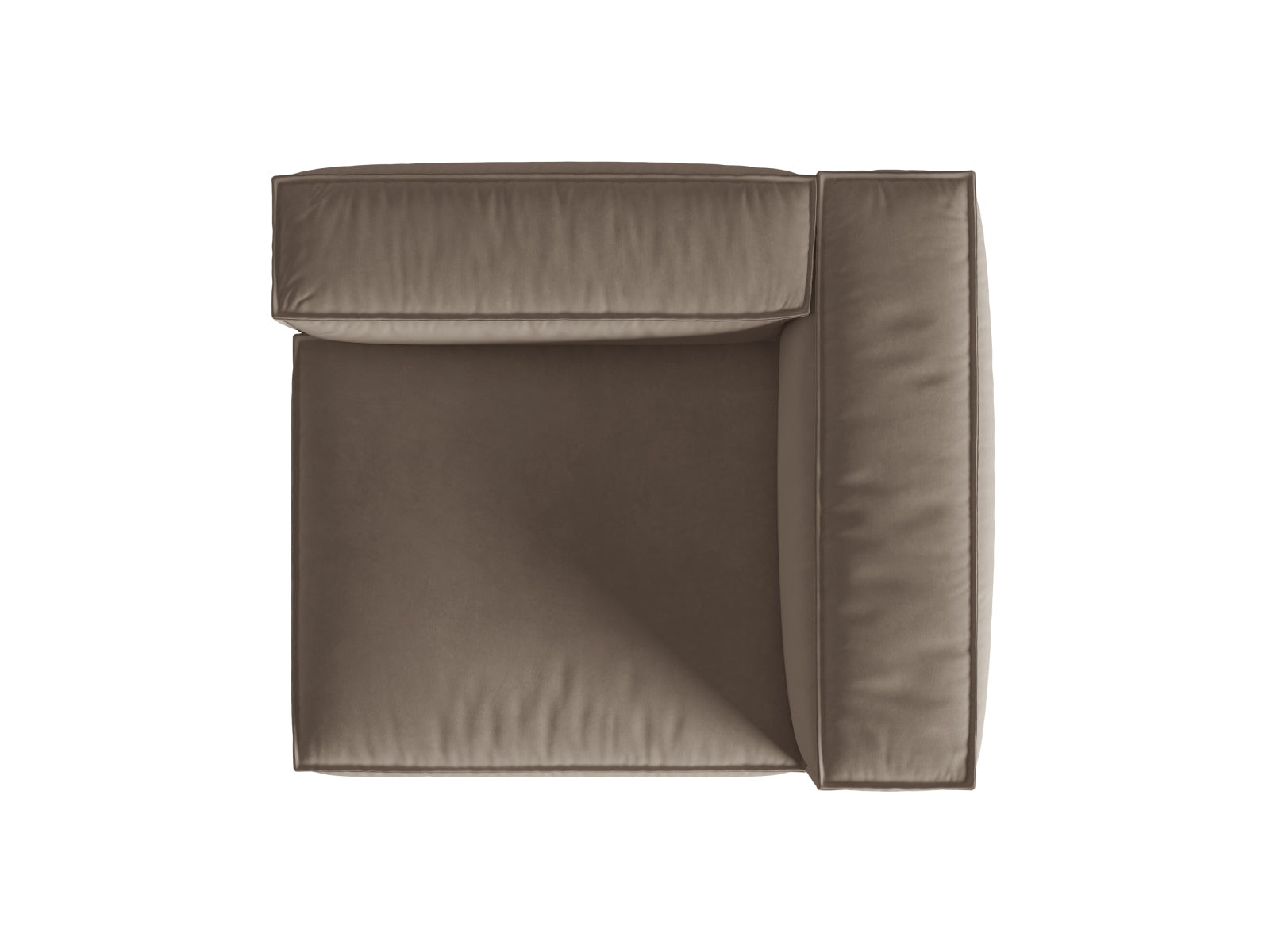 Elegantes Nuria Velour 1-Sitzer Sofa in sanftem Grau, ideal für stilvolle Wohnräume. Modulares Design von Micadoni für individuelle Einrichtung.