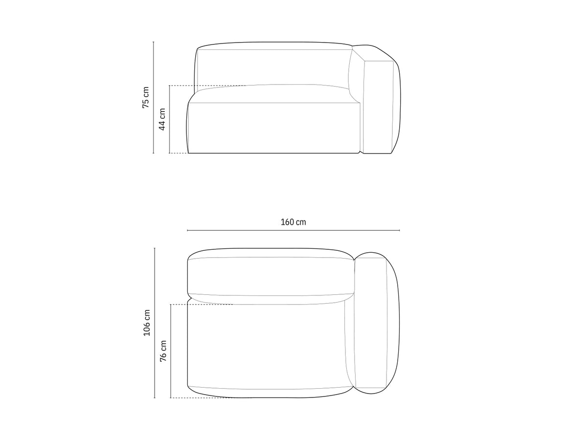 Martina Modul rechts 1 Sitzer in Grey-Vogue präsentiert im Onlineshop von KAQTU Design AG. Modulares Sofa ist von Micadoni