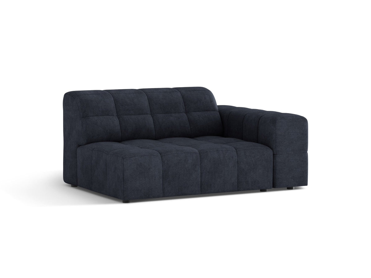 Modulares Sofa Jennifer von Micadoni in leichtem Beige, Bezug aus Eden-Chenille mit 3D-Struktur, schwarze Kunststoffbeine, rechtsseitige Ausrichtung.