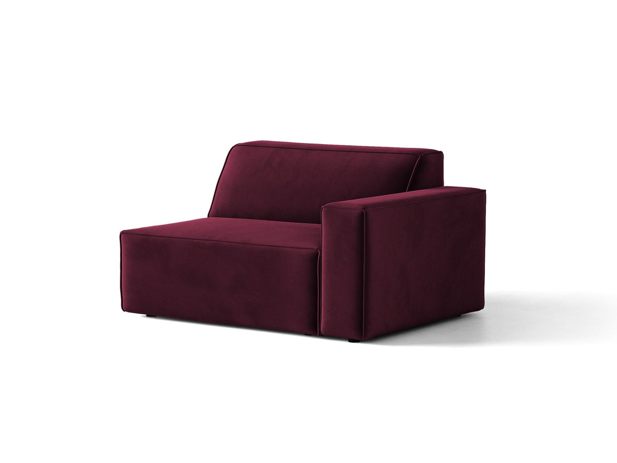 Modulares Sofa Jodie von Micadoni in leichtem Beige, Venus Samtstoff, schwarzen Kunststoffbeinen, rechtsseitige Ausrichtung als Eckmodul.