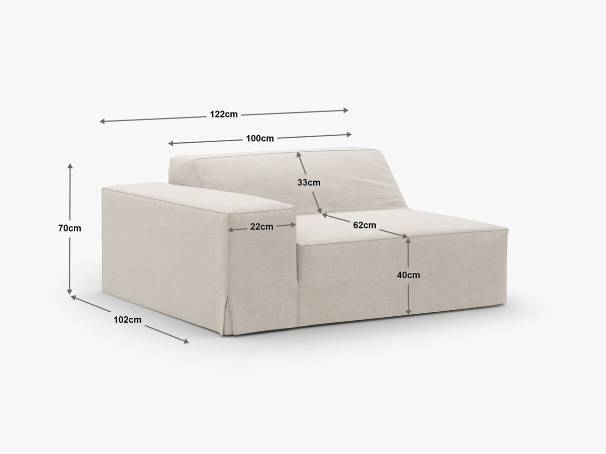 Jodie Modul rechts 1 Sitzer mit abnehmbaren Bezug in Natural-LINS präsentiert im Onlineshop von KAQTU Design AG. Modulares Sofa ist von Micadoni