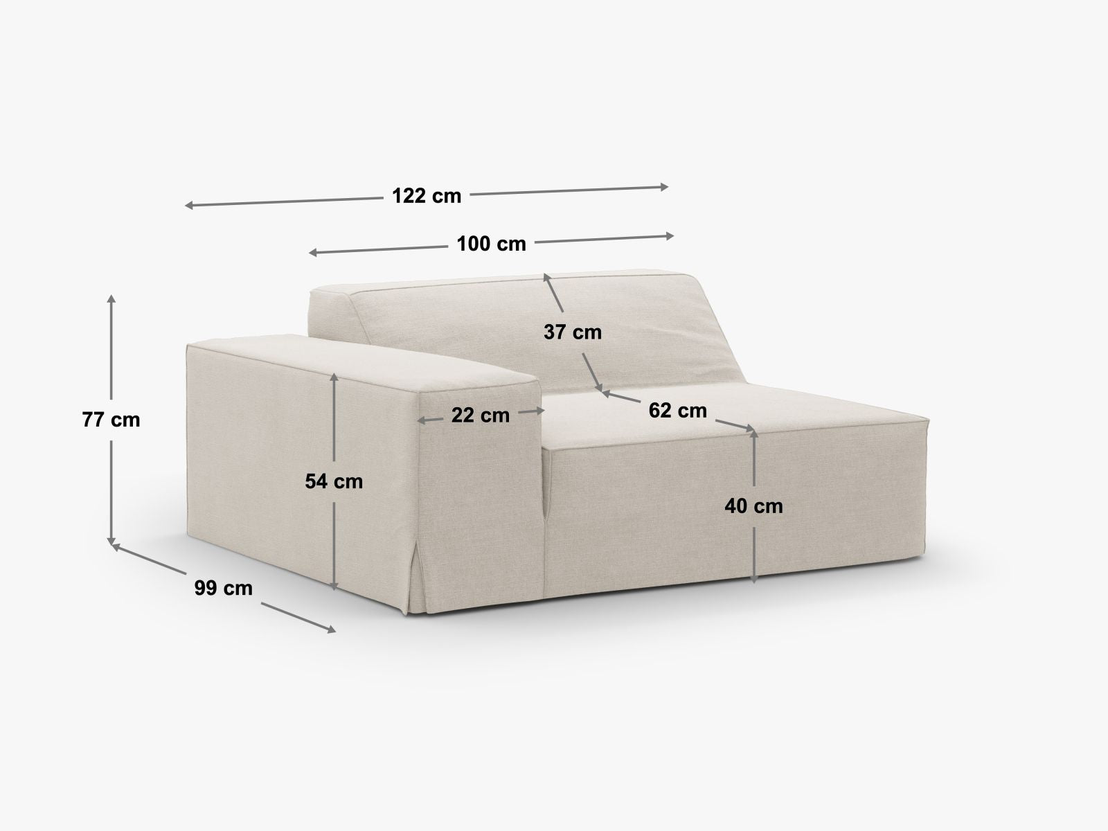 Beige 1-Sitzer Jodie Modul von Micadoni, vielseitig einsetzbar für kreative Sofa-Kombinationen, stilvoll und komfortabel für jedes Zuhause.