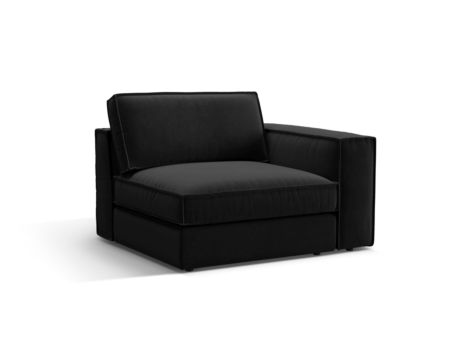 Elegantes 1-Sitzer Modul rechts Pola in Schwarz, ideal für individuelles Sofa-Design, erhältlich bei KAQTU Design AG.
